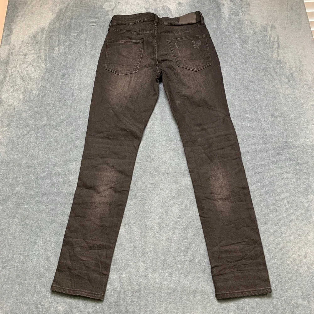 Aeropostale Skinny Taper Jeans Mens 28x32 Black Denim Distressed Dark Wash